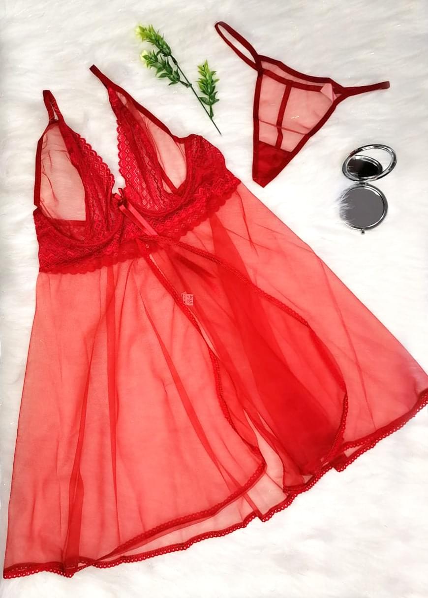 Babydoll Rojo Noche Mujer - Ropa Mujer Bonita