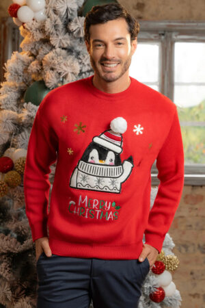 Saco Navideño Hombre Rojo