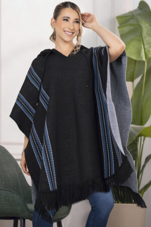 Ruana Flecos Elegante Mujer