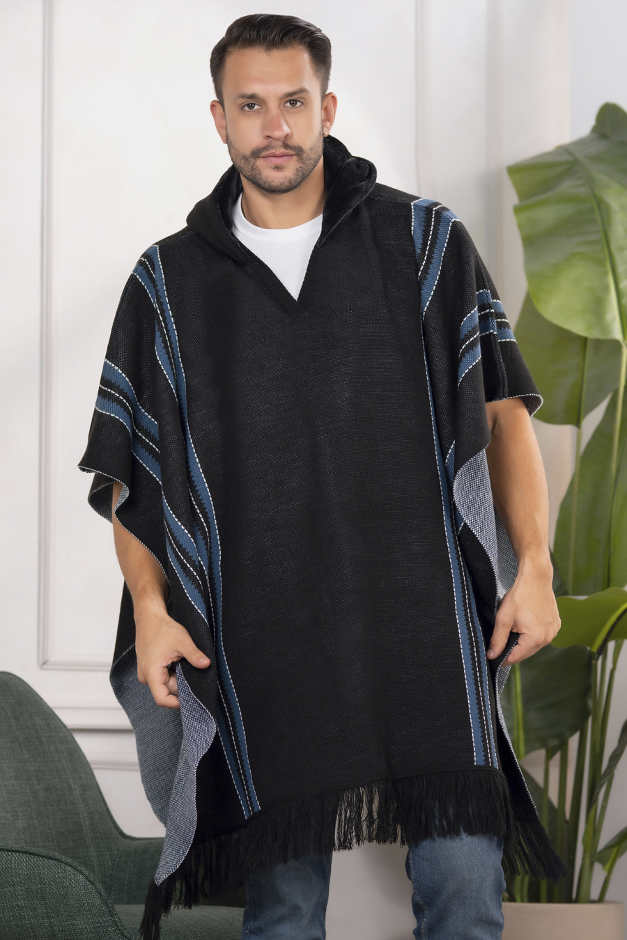 Ruana con Capota Hombre