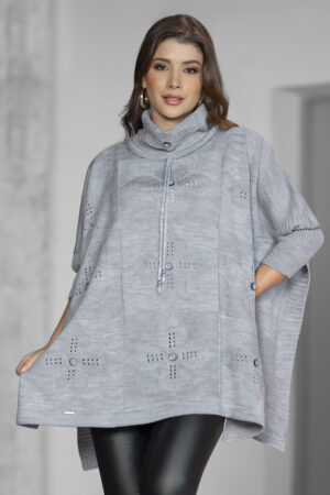 Ruana Botones Elegante Femenina