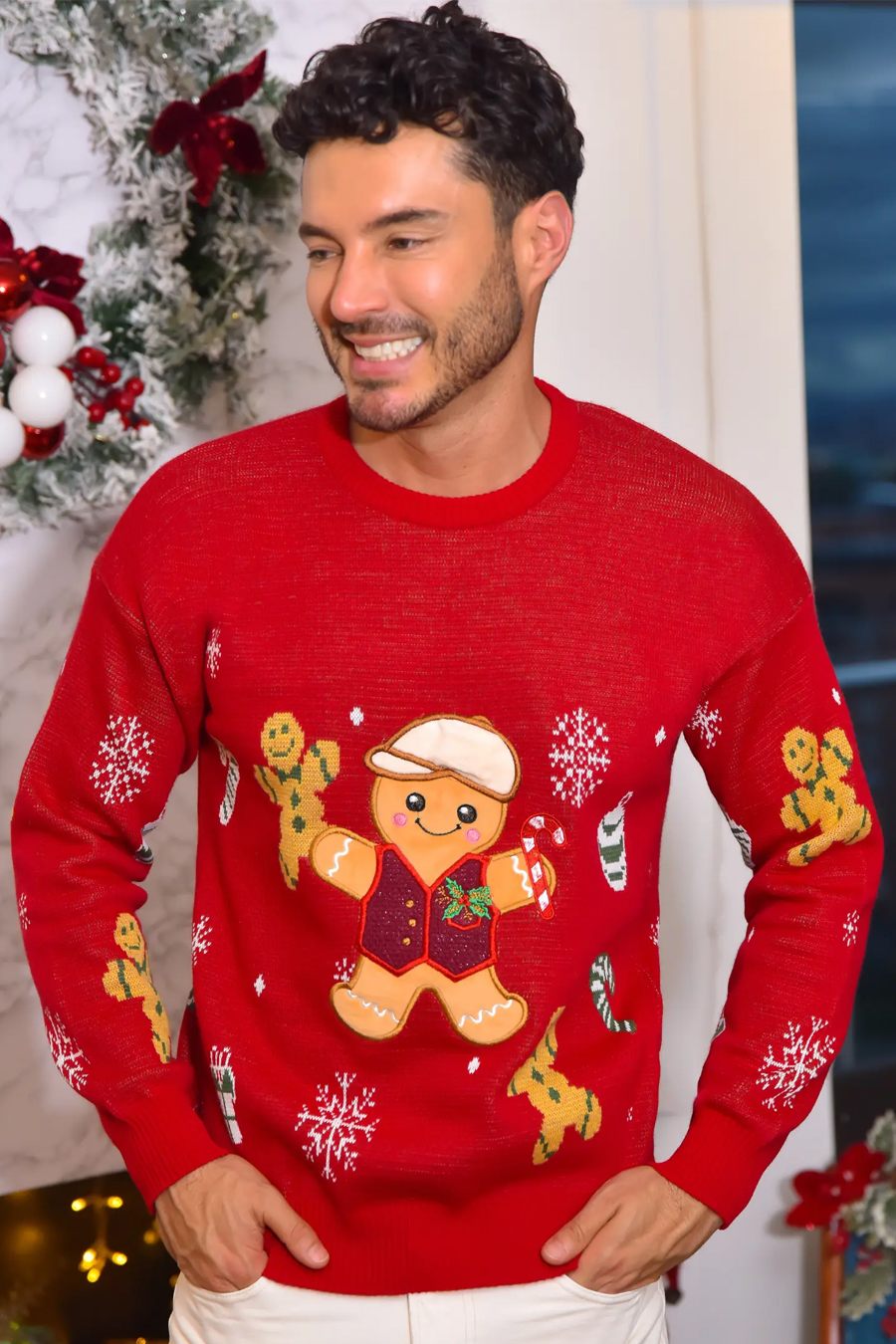 Saco Navideño Hombre Rojo